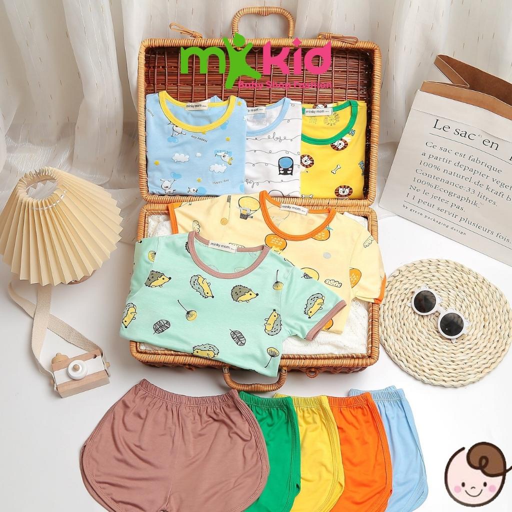 Bộ Cộc Tay Cho Bé - Bộ Minky Mom Cộc Tay Chất Thun Lạnh Cao Cấp Siêu Mềm Mịn Mát .