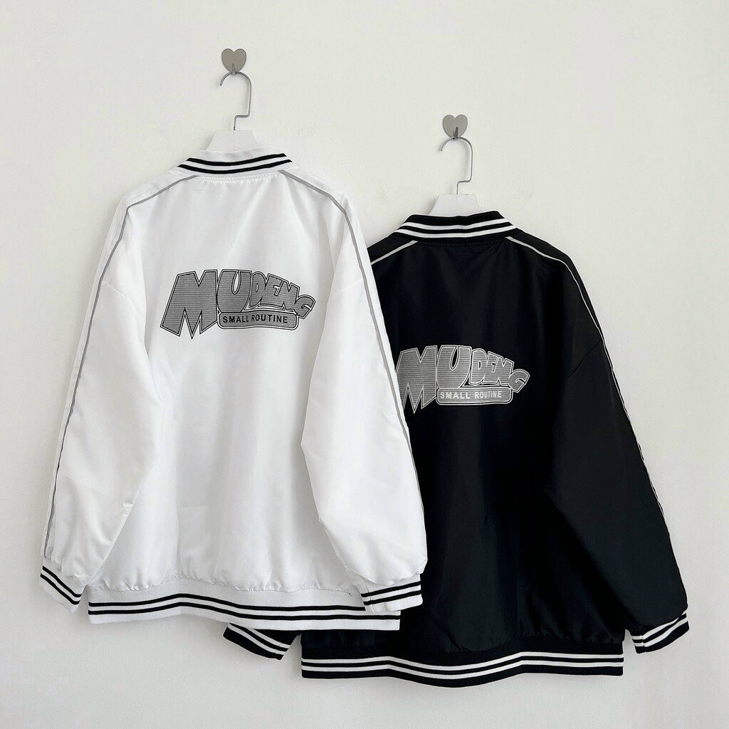 Áo Khoác Dù Nữ Cổ Bẻ Vải Dù 2 Lớp Phối Viền in Chữ Form Rộng Mặc Thoáng Mát NEW UNISEX