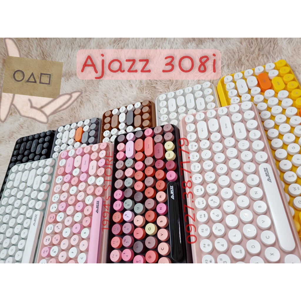 (CÓ SẴN) Bàn Phím Không Dây Bluetooth Ajazz 308i - Dùng Được Cho Windows, MAC OS, IOS, Android - Tặng Kèm 2 Viên Pin