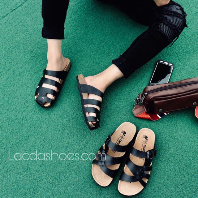 Dép đôi unisex đế trấu birken dép bít mũi sục nam nữ