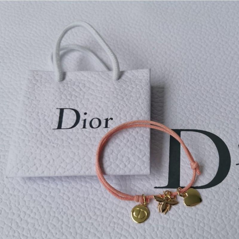 [ Gift Hãng FullSeal ] Vòng Tay DI0R Pink Three Iconic Charms Bracelet