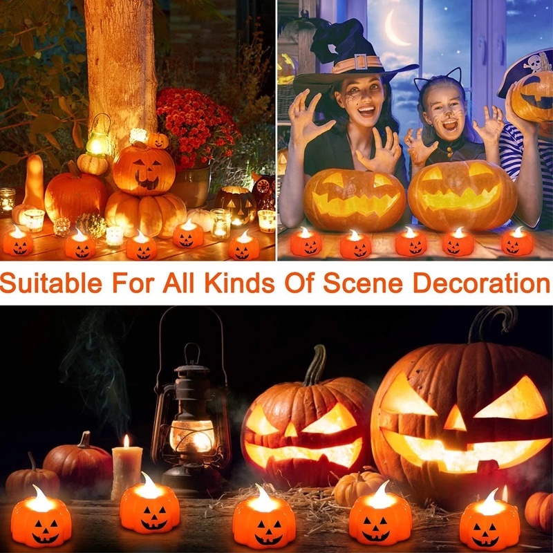 Đèn LED Hình Nến Bí Ngô / Ma Trang Trí Halloween