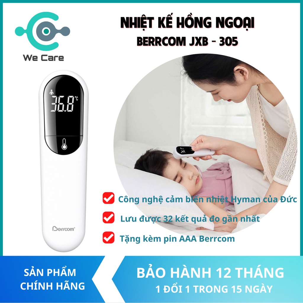 [CHÍNH HÃNG] Nhiệt Kế Điện Tử Hồng Ngoại Berrcom JXB-305, Máy Đo Thân Nhiệt, Đo Nhiệt Độ 3 trong 1, Bảo Hành 12 Tháng