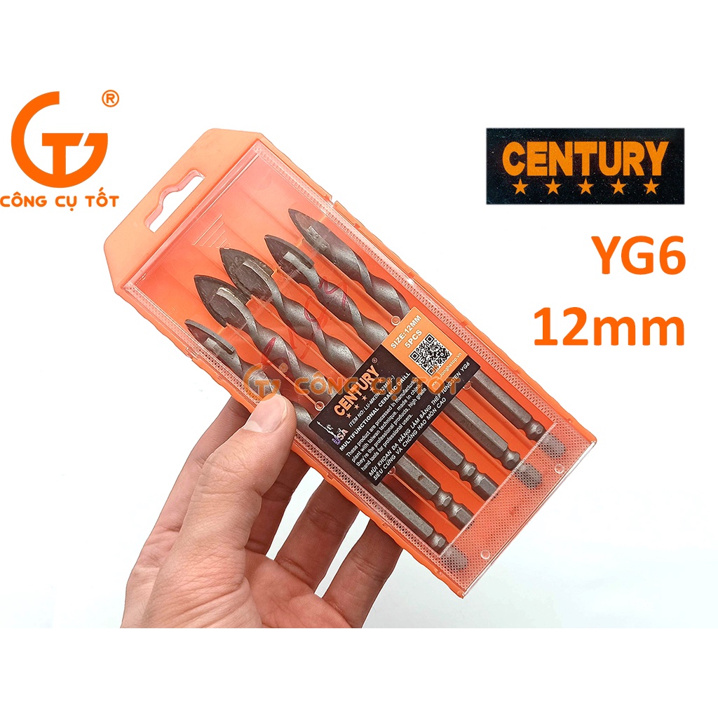 Mũi khoan đa năng chuôi lục Century thép YG6 chống hao mòn