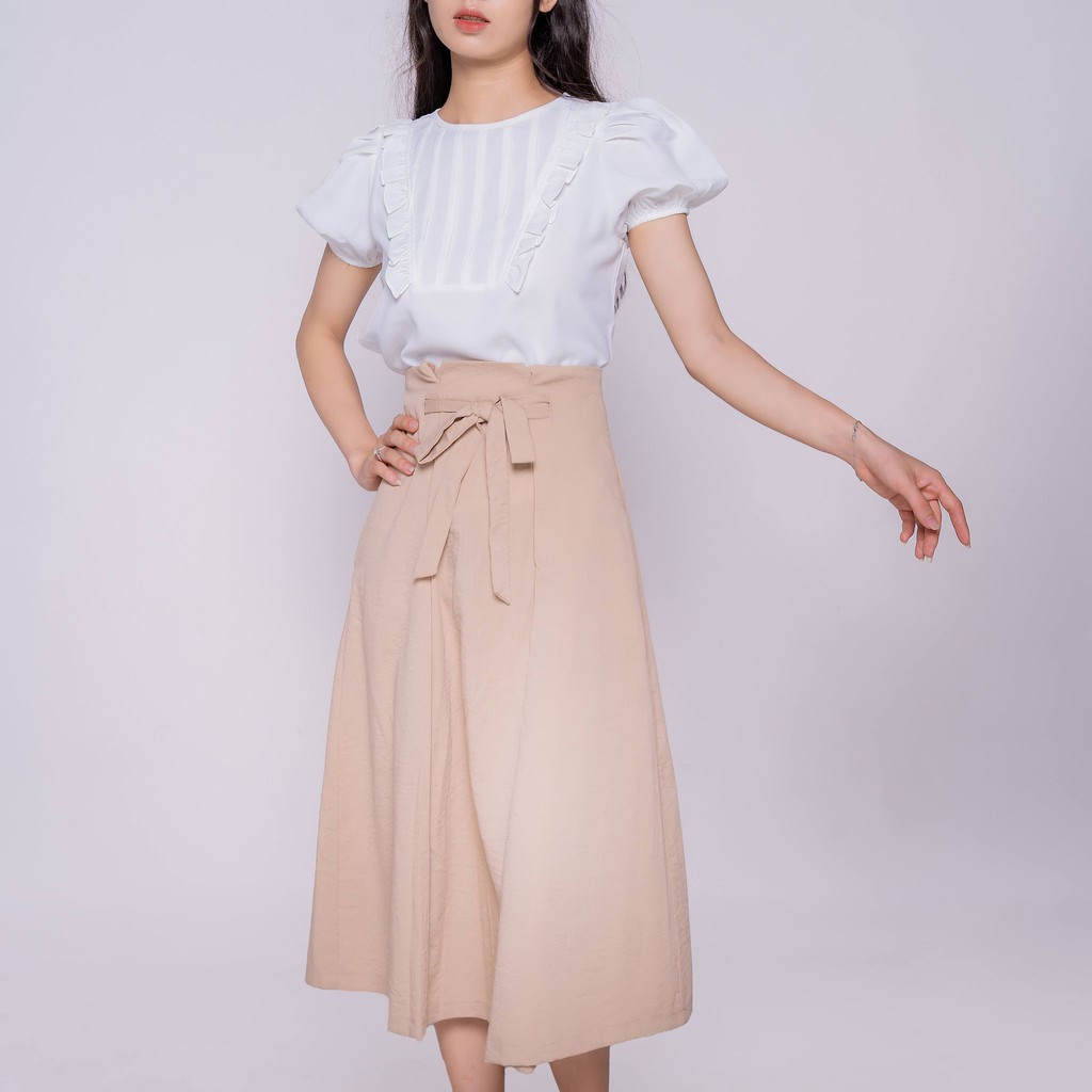 Áo kiểu sơ mi nữ tay bồng, xếp ly ngực thiết kế cao cấp TKFASHION SMKA126