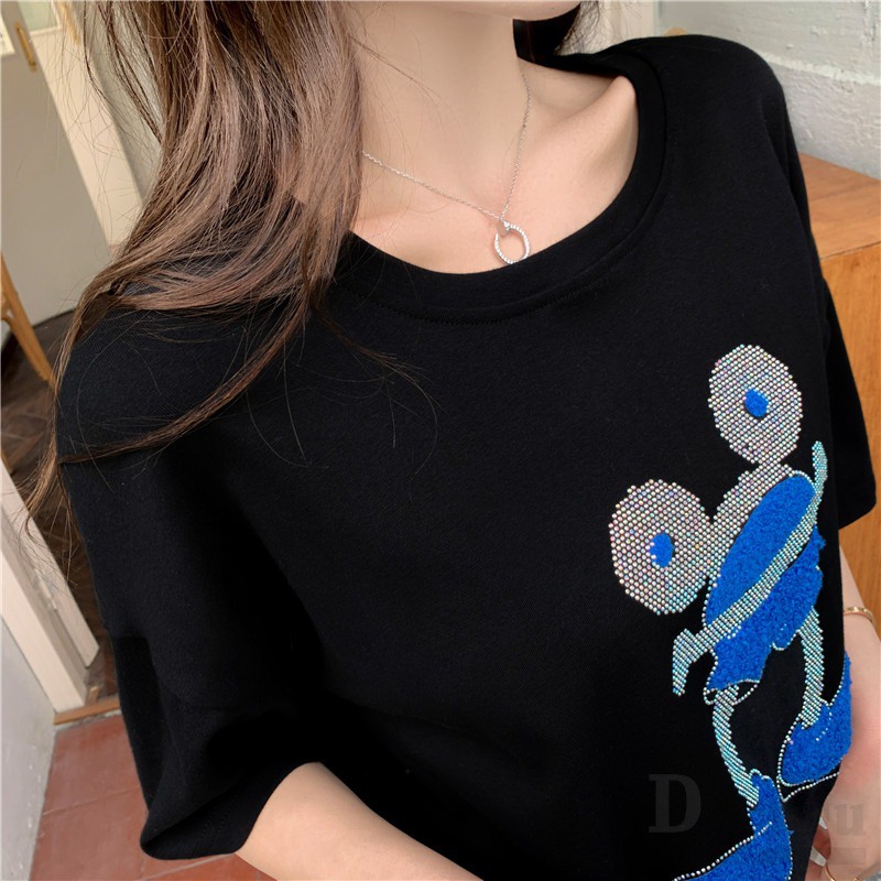 Áo Thun Tay Ngắn Cổ Tròn In Họa Tiết PLUS SIZE Cho Nữ