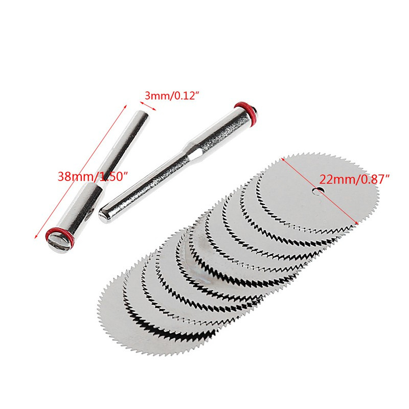 10 đĩa cưa gỗ 22mm + 2 thanh dụng cụ cắt quay