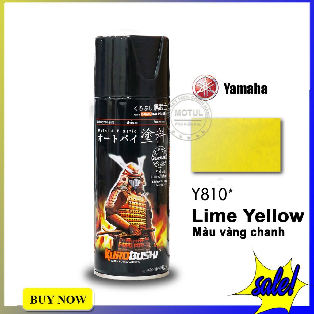 Sơn xịt màu vàng chanh Samurai y810 bám tốt không gỉ sét