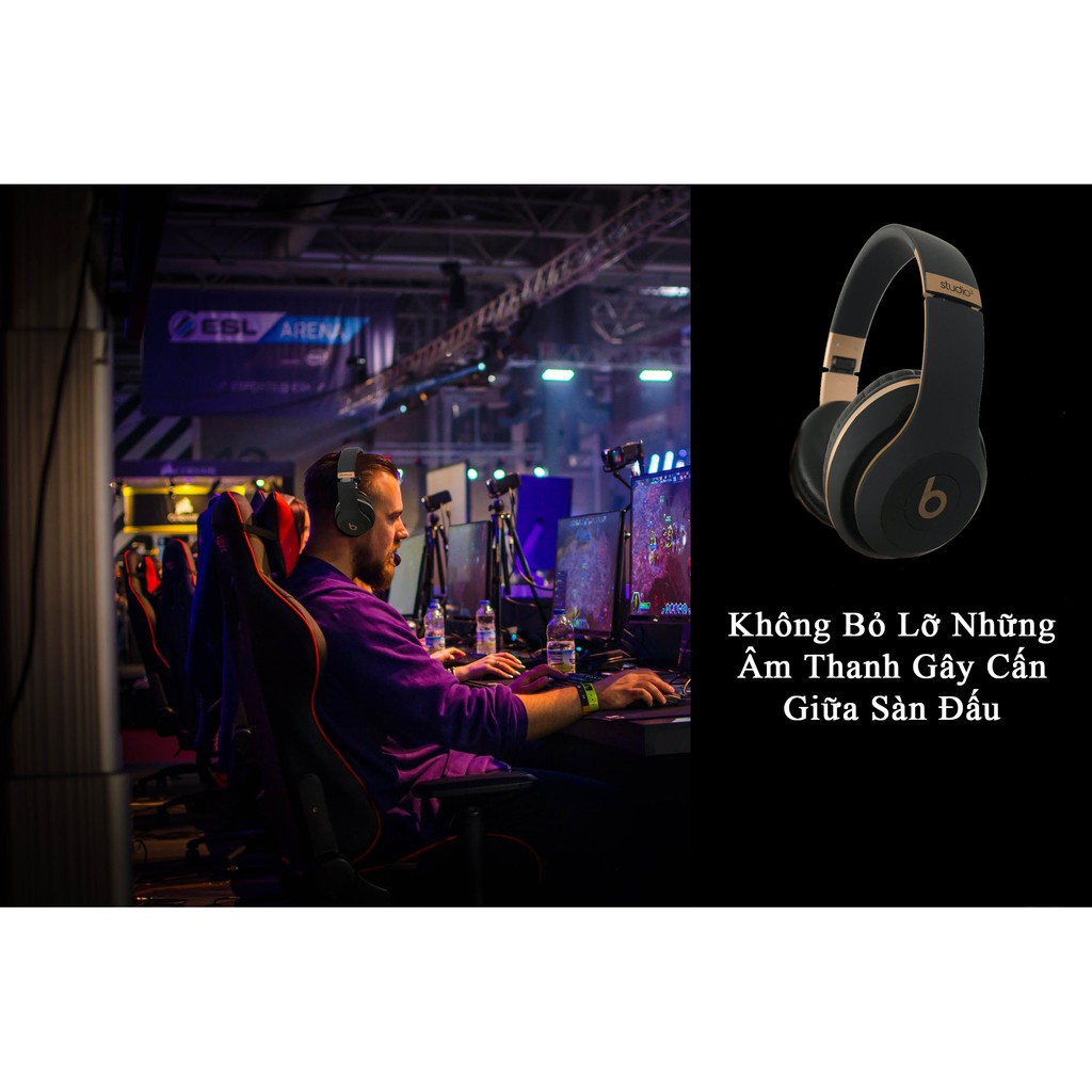 Tai Nghe Bluetooth gaming và Tai Nghe chụp tai over-ear 2 in 1 Beats Studio 3 wireless Giảm Ồn Âm Bass Cực Chất