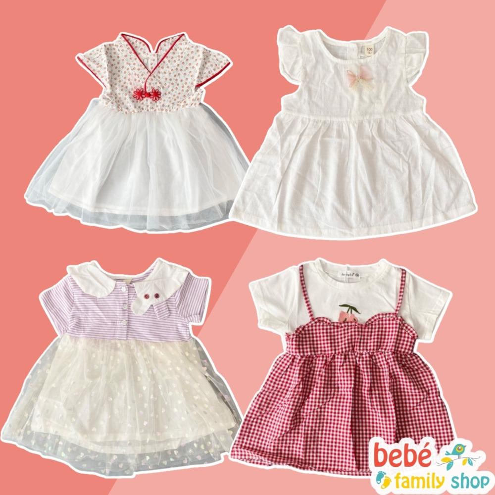 Đầm váy bé gái hàng Quảng Châu xinh đẹp dáng Baby doll chất thô mỏng từ 1-4 tuổi - VQC