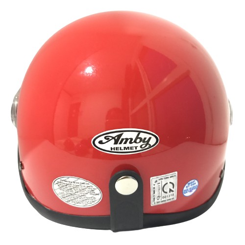 Mũ bảo hiểm nửa đầu - Kính trắng - Amby helmet - Đỏ bóng - Vòng đầu 56-58cm