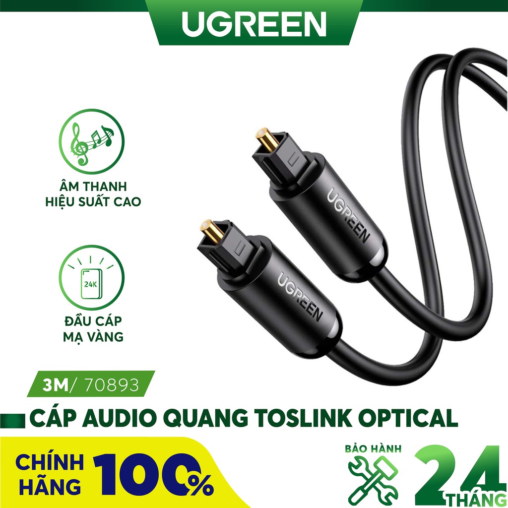 [Mã ELHACE giảm 4% đơn 300K] Cáp Quang Âm Thanh Optical Audio Toslink dài 3m Ugreen 70893 - Hàng Chính Hãng