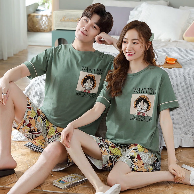 Bộ Đồ Ngủ Mặc Nhà Tay Ngắn Vải Cotton Thời Trang Cho Các Cặp Đôi