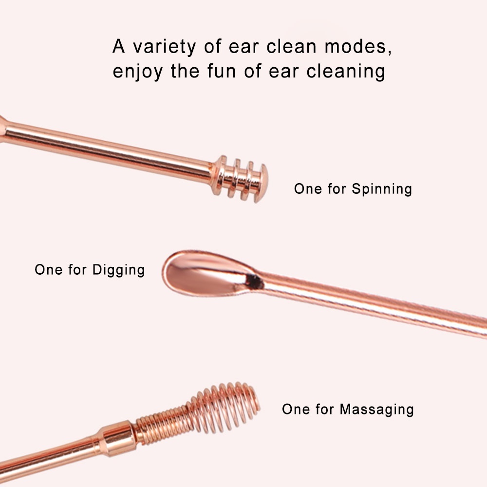 [Hàng mới về] Bộ 6 dụng cụ vệ sinh tai bằng thép không gỉ có thể rút gọn kèm hộp đựng tiện dụng
