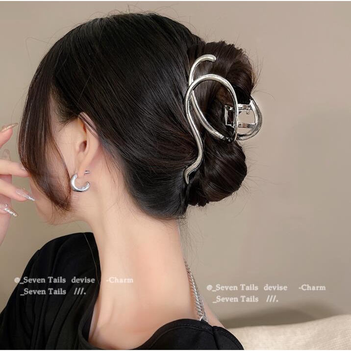 IF ME Kẹp tóc   kiểu nơ chéo màu bạc đơn giản thanh lịch cho nữ