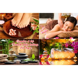 Tranh dán tường lụa 3D Spa - Vải lụa phủ kim sa (Kích thước theo yêu cầu)