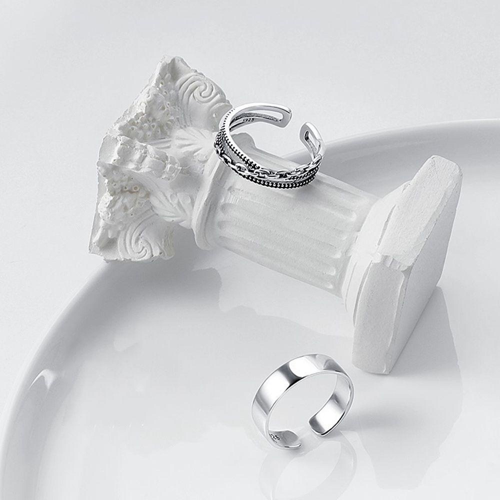 USNOW Nhẫn Dây Xích Xoắn Dạng Mở Có Thể Điều Chỉnh Phong Cách Punk Hip hop Đơn Giản Dành Cho Nam