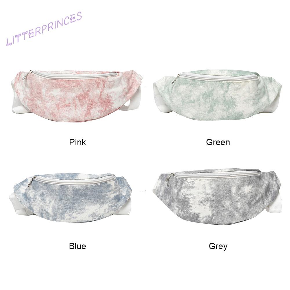 Litterprinces Fashion Women Tie-dye Printing Canvas Shoulder Crossbody Bag Waist Packs