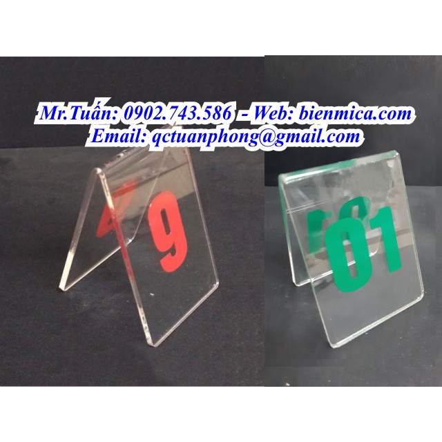 Thẻ Số Bàn Mica  - số bàn quán coffee, thẻ số bàn trà, bàn cafe