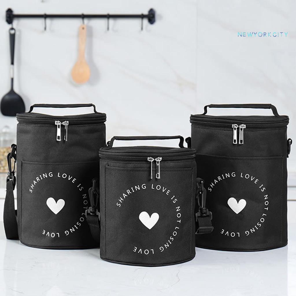 Túi Đựng Hộp Cơm Trưa Cách Nhiệt Phối Khóa Kéo Đôi Có Dây Đeo Vai Có Thể Điều Chỉnh