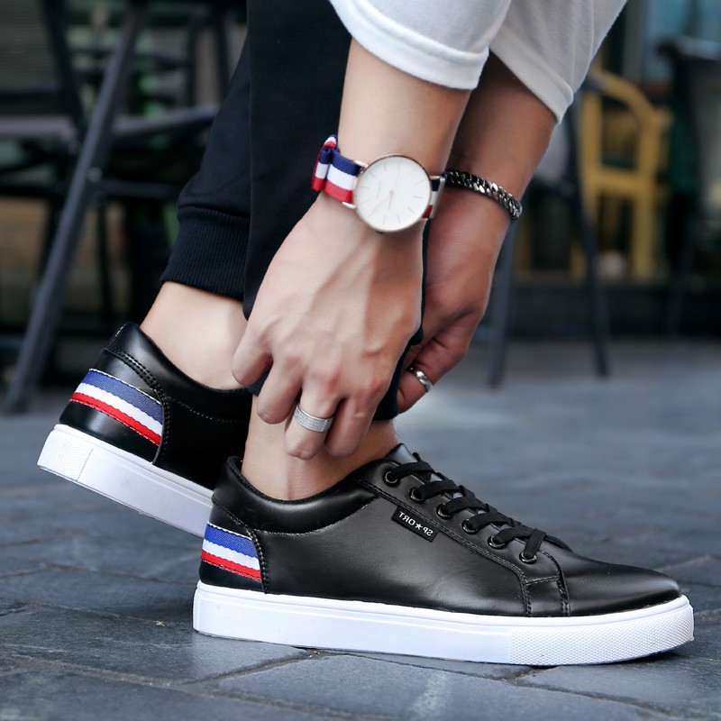 GIẦY SNEAKER DA ( Đen ) Thể Thao Nam phong cách Korea New 2018