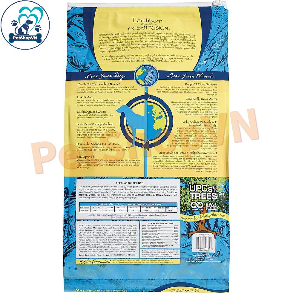 Thức Ăn Cho Chó Hạt EARTHBORN HOLISTIC OCEAN FUSION Bao 12Kg Vị Cá Trắng & Cá Menhaden