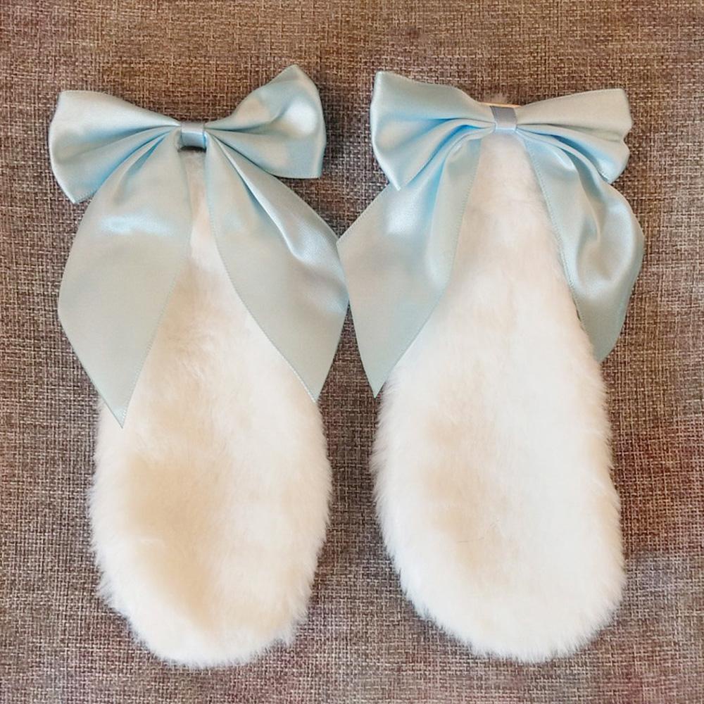 Kẹp Tóc Hình Tai Thỏ Bằng Lông Nhung Màu Sắc Ngọt Ngào Phong Cách Lolita Cho Nữ