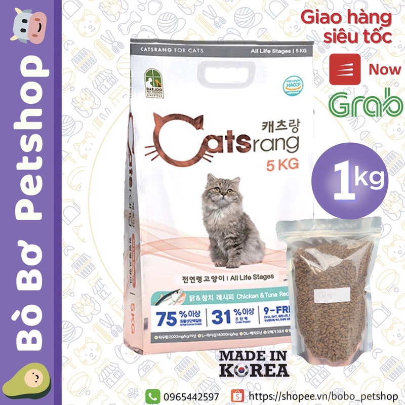 HẠT THỨC ĂN CHO MÈO | Catsrang | Túi Zip 1kg