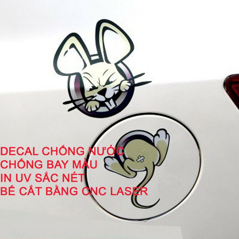 TEM DÁN NẮP BÌNH XĂNG Ô TÔ XE MÁY NÓN BẢO HIỂM LAPTOP CHUỘT CHUI BÌNH XĂNG NGỘ NGHĨNH