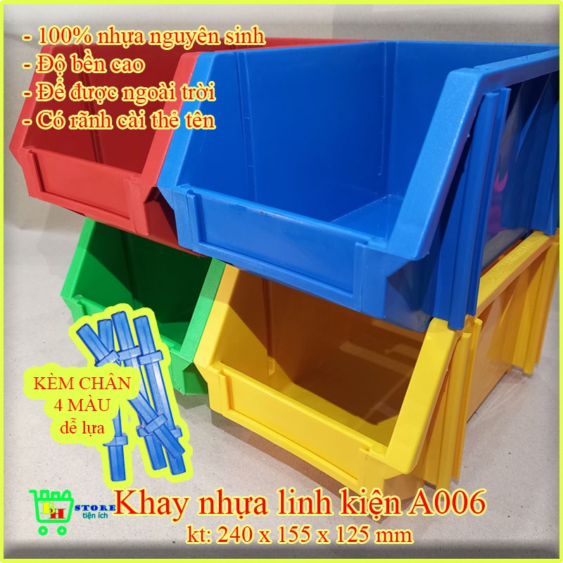 Khay nhựa đựng đồ đa năng, khay nhựa chia ngăn A006 kt 240 x 155 x 125 mm (kèm chân)
