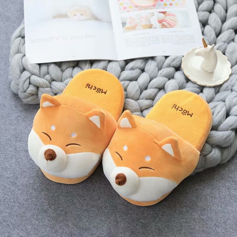 Dép Bông Đi Trong Nhà Chống Trượt Giữ Ấm Mùa Đông Hình Chó Shiba Husky Đáng Yêu