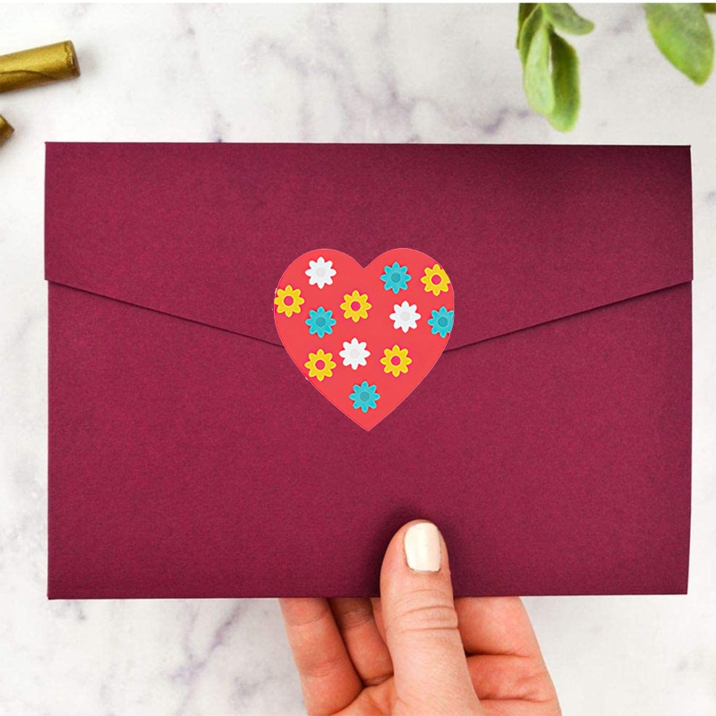 Cuộn 500 Miếng Dán Hình Trái Tim Trang Trí Ngày Valentine