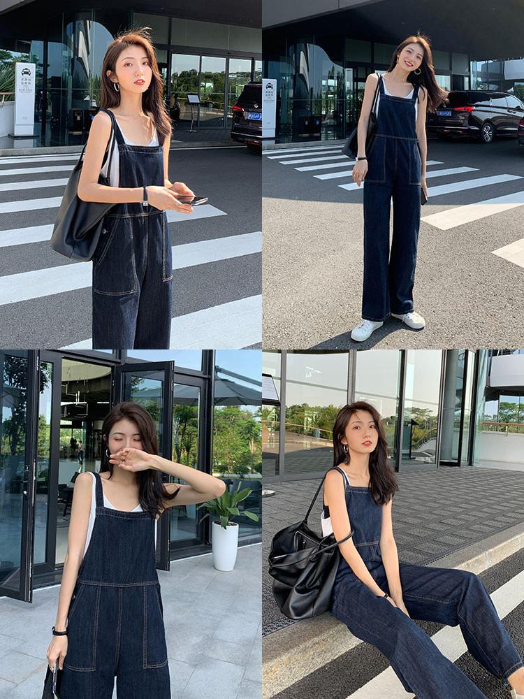 Quần yếm jeans eo cao trẻ trung tinh nghịch cho nữ