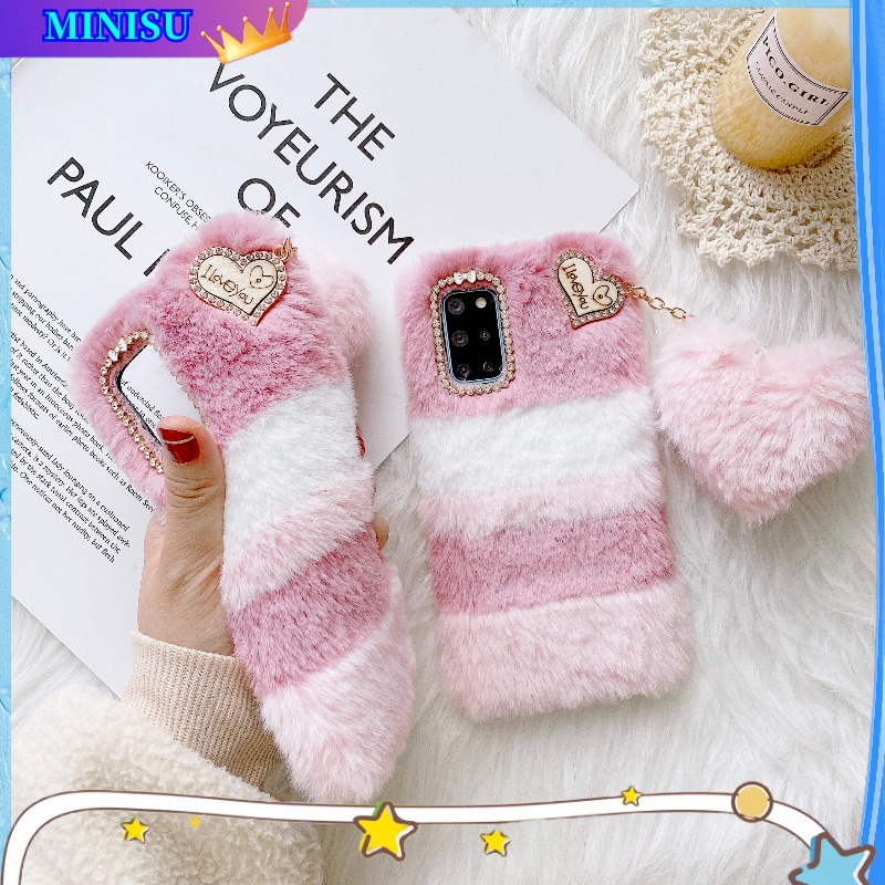 Ốp Điện Thoại Trang Trí Lông Nhung Hình Trái Tim Cho Xiaomi Redmi Note 12 Pro Plus 11 10 9 8 Pro 11S 10S 9S 12S