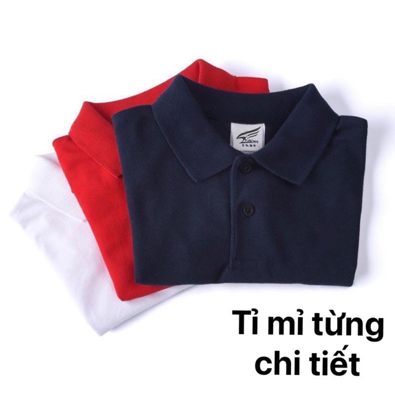 (A03) Áo Phông Polo Hàng Quảng Châu Cao Cấp-Màu Trơn Bé Trai 13-30kg