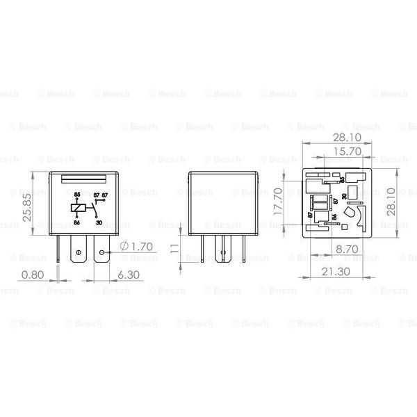 Rơ le Bosch 0986AH0251 - 12V 5 chân không bát