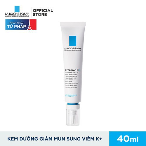 Bộ đôi kem dưỡng giảm mụn đầu đen, bóng nhờn La Roche-Posay Effaclar K+ 40ml và Gel rửa mặt dành cho da dầu mụn 50ml