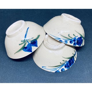 Bộ 3 chén sành lá nho gốm sứ Nam Bộ chén dĩa Nam Bộ