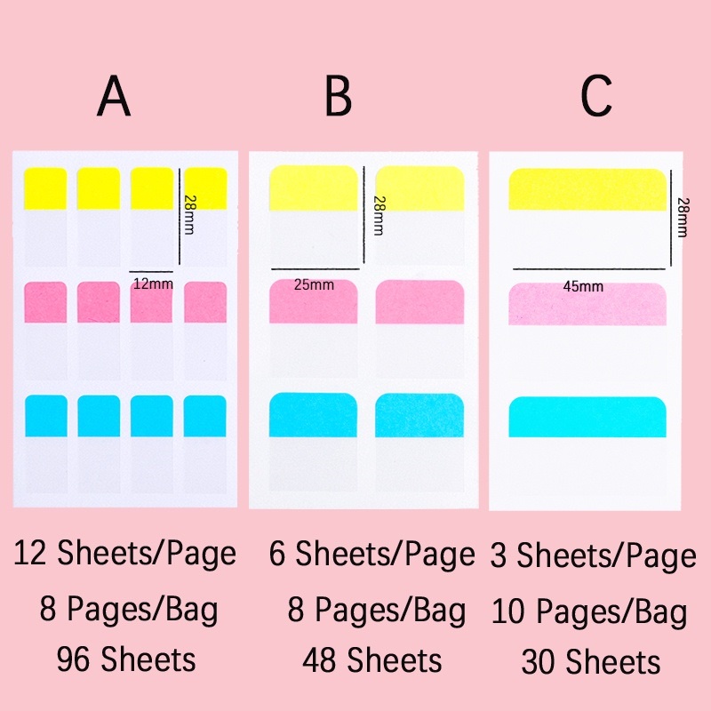 Hình Dán Ghi Chú Đánh Dấu Trang Sách 3 Màu Tiện Dụng