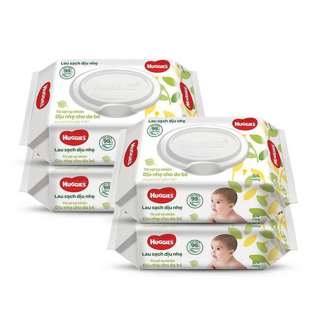 Khăn giấy ướt Huggies dịu nhẹ dành cho trẻ sơ sinh 64 tờ/miếng