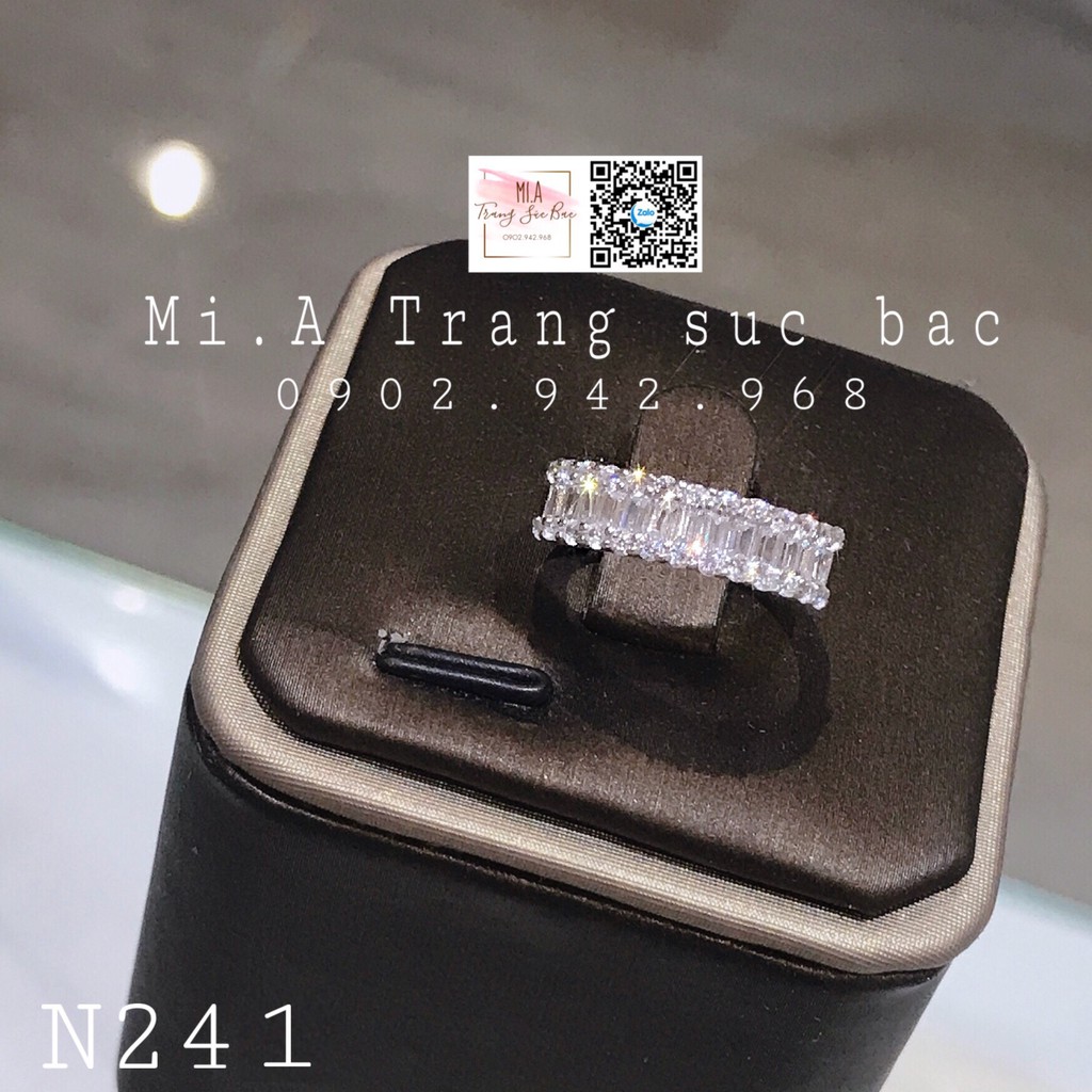 Nhẫn Bạc Ý S925 nhẫn cặp đá baguet cao cấp N241 | Mi.A Trang sức bạc MiASJ