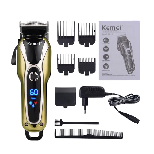 Tông đơ cắt tóc không dây chuyên nghiệp Kemei KM-1990 chế độ Turbo siêu mạnh, cắt tóc nam nữ.