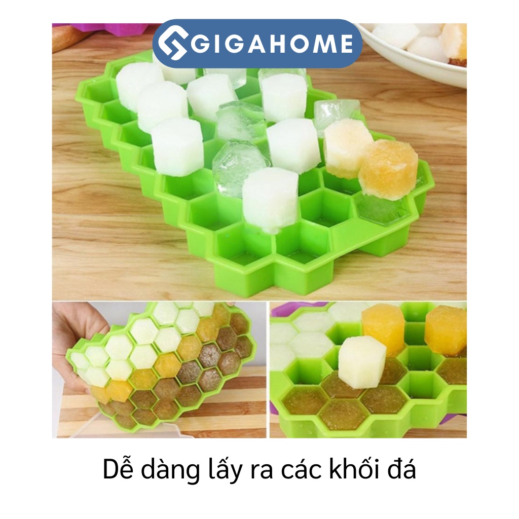 Khay Silicone Làm Đá, Thạch Rau Câu Kèm Nắp Đậy GIGAHOME Hình Tổ Ong 9365