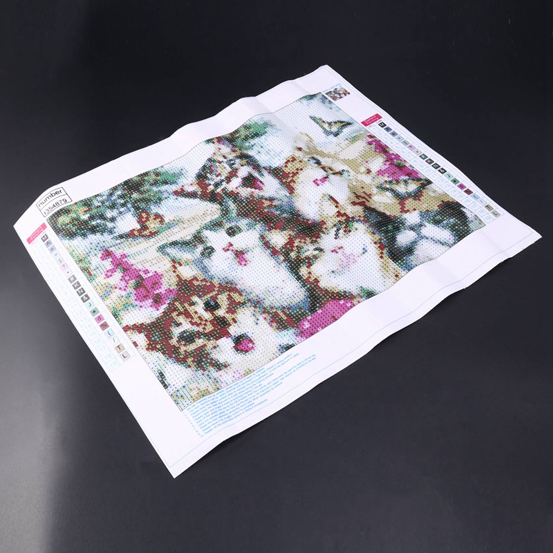 Bộ Tranh Đính Đá 3D DIY Hình Chú Mèo Dễ Thương Để Trang Trí Nhà