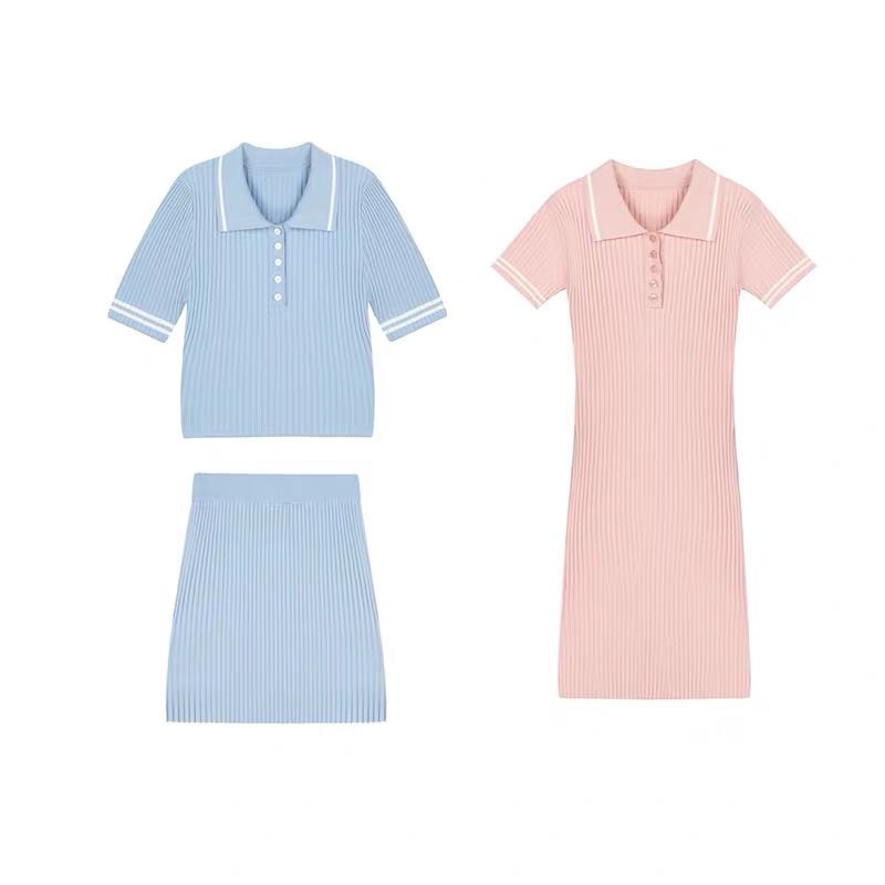 Set Áo Thun Polo Ngắn Tay + Chân Váy Ôm Lưng Cao Thời Trang Nữ | WebRaoVat - webraovat.net.vn