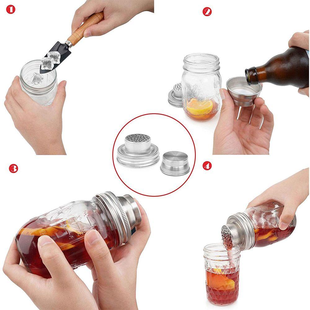 Dụng Cụ Rây Bột Có Nắp Đậy Bình Lắc Pha Chế Cocktail