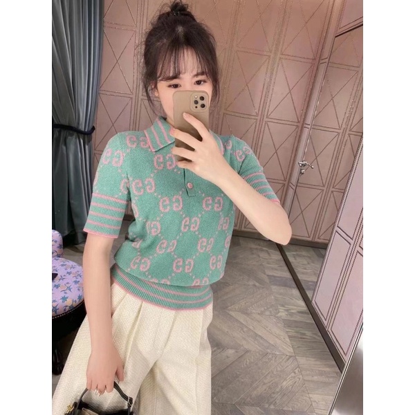 Áo len polo tay ngắn cho nữ thương hiệu Gucci GC cao cấp