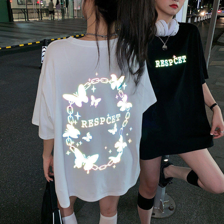 Fashionable Reflective Butterfly Pattern for Women T-shirt