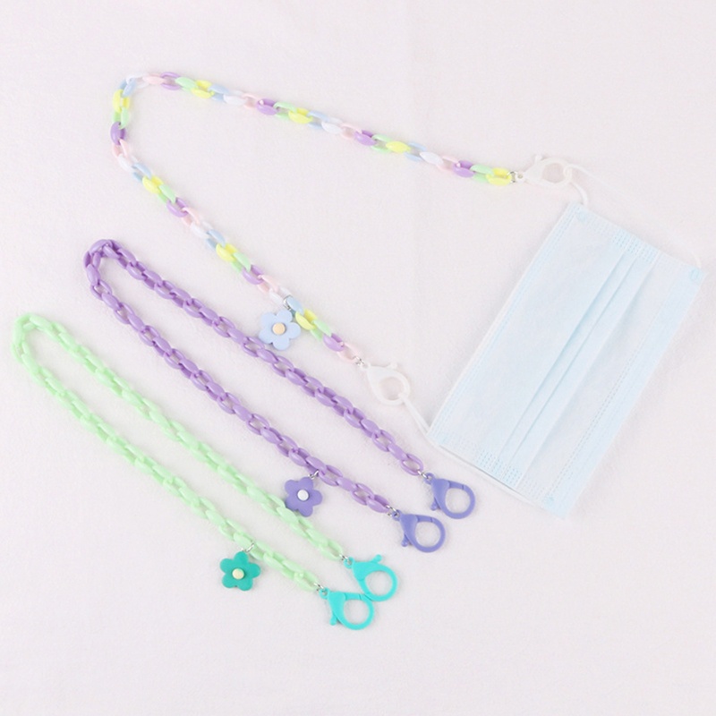 Dây acrylic đeo cổ hình hoa nhiều màu giữ khẩu trang tiện lợi