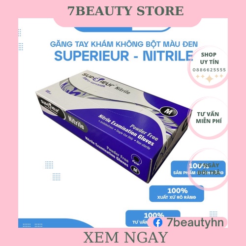 [10-25-50Đôi]Găng Tay Đen Y Tế Không Bột Dùng Trong Spa và Phun Xăm Thẩm Mỹ